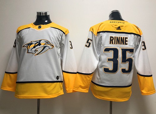 Adidas Predators #35 Pekka Rinne White Road Authentic Stitched Youth NHL Jersey - Click Image to Close